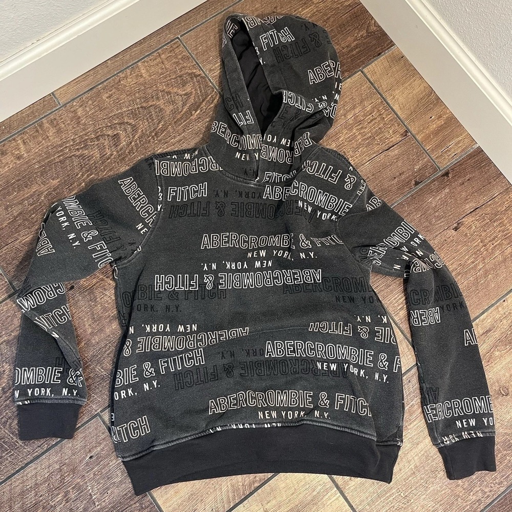 Abercrombie & Fitch Hoodie Youth Kids 11 12 Graphic Fleece Logo Sweatshirt